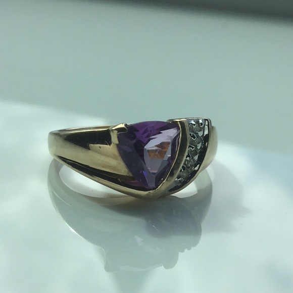 sterling gemstone Jewelry - 💜Solid 10k Amethyst & Diamond Ring💜